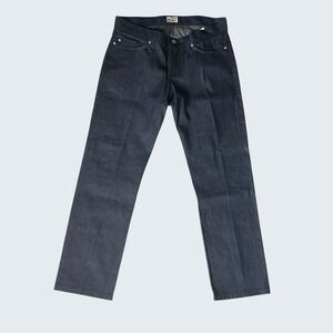 Naked And Damous Men's 33x30 Weird Guy Dungaree Selvedge Dark Blue Denim Jeans